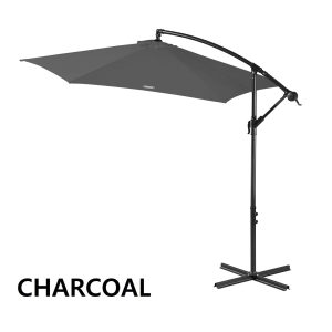 Charcoal Outdoor 3 Metre Cantilever Shade Umbrella