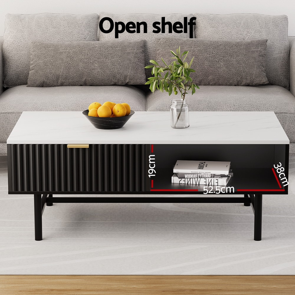 black and marble coffee table