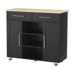 Alina Black Kitchen Island Bench Trolley,