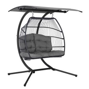 Fiore Outdoor Swing Chair Egg Wicker Grey