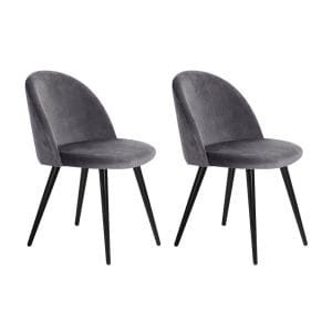 Marcus Velvet Modern Dining Chair Dark Grey 2 Set