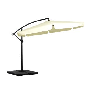 Outdoor Umbrella Cantilever Beige With Base