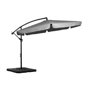 Outdoor Umbrella Cantilever Grey With Base