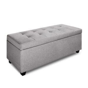 Large Fabric Storage Ottoman - Light Grey