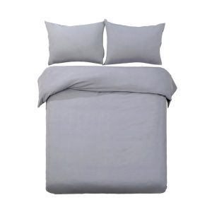 Super King Grey Duvet Doona Quilt Cover Set