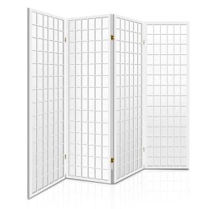 4 Panel Room Divider White