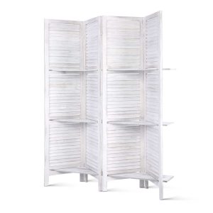 Room Divider Partition 4 Panel White