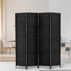 Helena 4 Panel Room Divider Wood Black