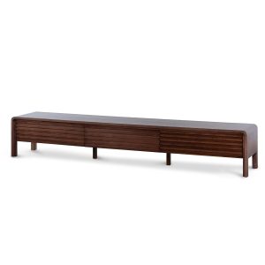 Zelie Unit Walnut 220cm Entertainment Unit Natural Stone