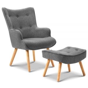 Eva Armchair and Ottoman Grey