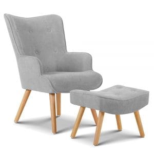 Eva Armchair and Ottoman Light Grey