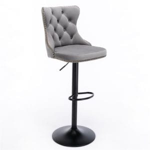 Heidi Hamptons Bar Stool Set 2 Grey Velvet