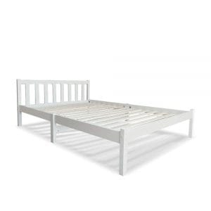 King Single Wooden Bed Frame - White