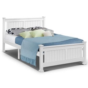 Double Wooden Bed Frame - White