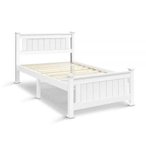 Single Wooden Bed Frame - White