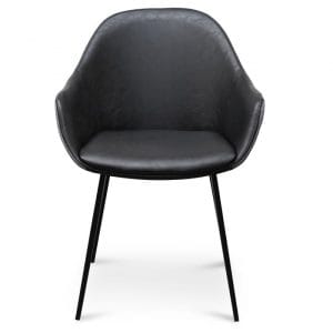 Leather Dining Chair Antique Black Velvet Set of 2
