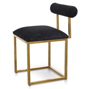 Juno Dining Chair Black Velvet Brushed Gold