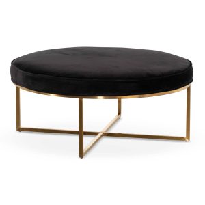 Bianca Ottoman Bench Round Black Velvet