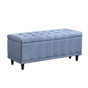 Julia Blue Storage Ottoman Bench