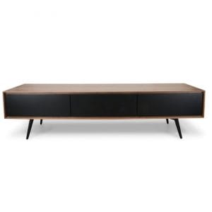 180cm TV Unit With Black Matte Drawers - Walnut