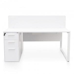 2 Seater Office Desk With Privacy Screen White