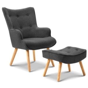 Simona Lounge Chair with Ottoman Charcoal Grey